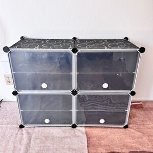 Modular 4-Cube Black Clear Front Storage Organizer
